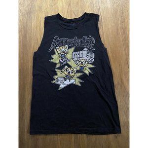 Aggretsuko Black Graphic Crew Neck Sleeveless Tee Medium